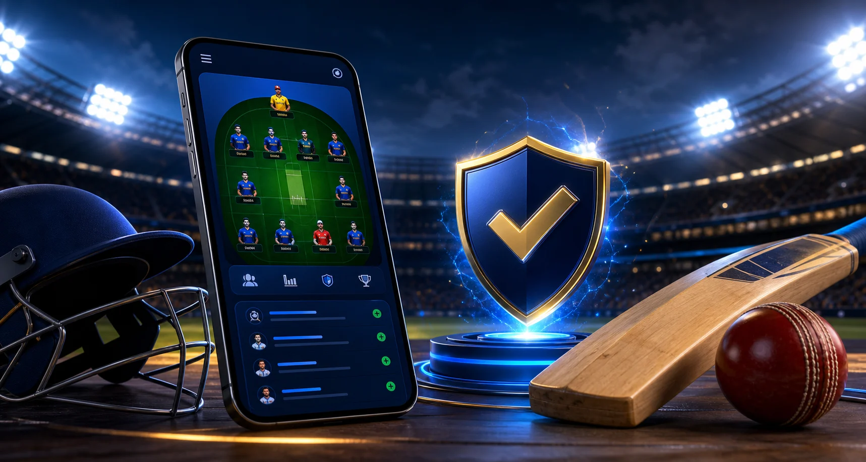 Fantasy cricket APK safety dashboard with team picks and trusted install checks